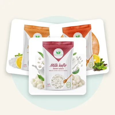 Komplett startkit för fermentering med vattenkefir, mjölkkefir och kombucha